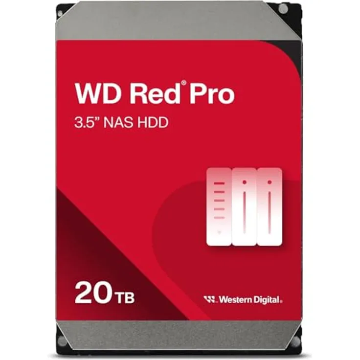 WD Red Pro 20TB, 3.5 Zoll SATA NAS HDD mit 7200 U/min und 6 Gb/s Übertragungsrate