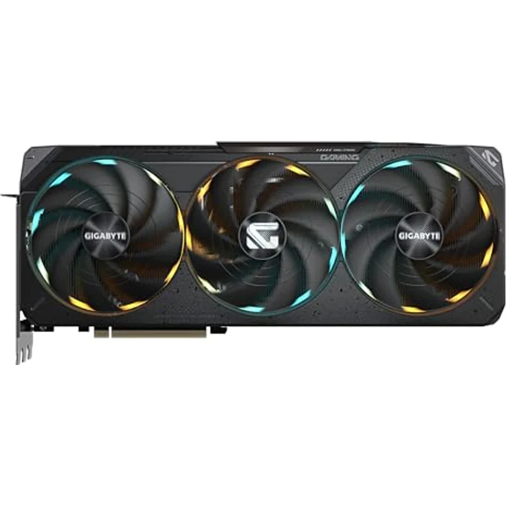 Gigabyte GeForce RTX 5080 Gaming OC 16G Grafikkarte - 16GB GDDR7, 256 Bit, PCI-E 5.0, 2730MHz Core Clock, 3 x DisplayPort, 1 x HDMI, GV-N5080GAMING OC-16GD, RGB Halo, WINDFORCE Kühlsystem, Dual BIOS - Schwarz – Bild 2