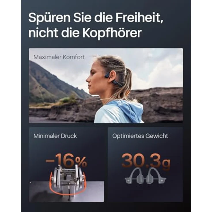 SHOKZ OpenRun Pro 2 Mini Knochenschall Sportkopfhörer, Bluetooth 5.3, IP55 wasserdicht, 12 Std. Wiedergabe, USB-C Schnellladung, Schwarz – Bild 5