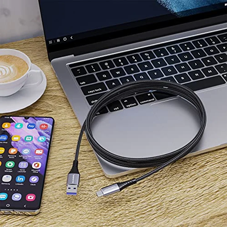 ANMIEL USB-Typ-C-Kabel, 2 m, 3 A schnellladend, USB 3.0 Gen 1, Nylon-geflochten, hohe Haltbarkeit, kompatibel mit Samsung Galaxy S10/S9/S8 Plus/Note 9/8, LG V30, G6 und mehr – Bild 4