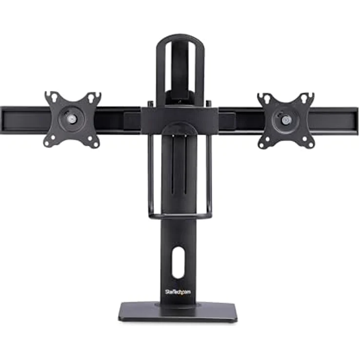 StarTech Monitorständer für 2 Monitore, Höhenverstellbare Monitorhalterung für 27" Displays, Tragkraft 12kg, stahl/aluminium, inkl. Kabelmanagement – Bild 3