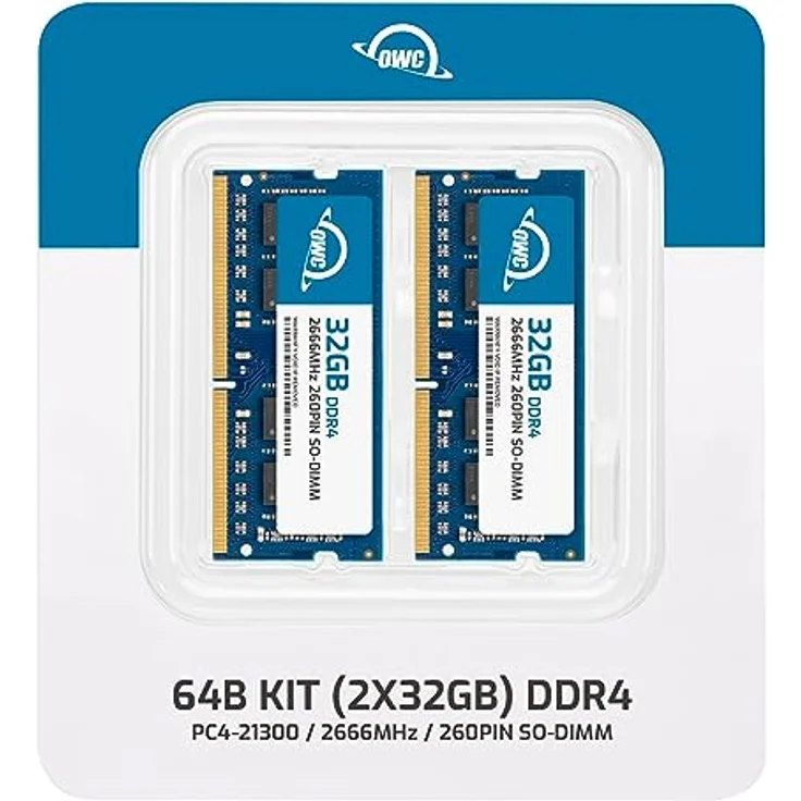 OWC 64 GB (2 x 32 GB) 2666 MHz DDR4 PC4-21300 SO-DIMM 260-Pin-Speicher-Upgrade (OWC2666DDR4S64P) für 2018 Mac Mini (macmini18,1), 2019 27 Zoll iMac (iMac19,1) und PC-Laptops - Preisvergleich – Bild 2