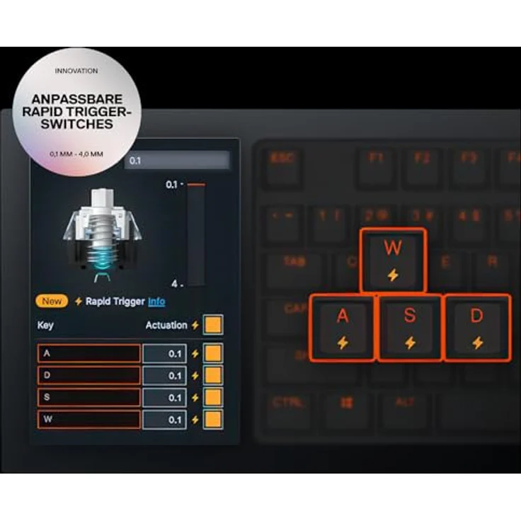 SteelSeries Apex Pro Mini Gen 3, kompakte Gaming-Tastatur mit magnetisch-mechanischen Schaltern, RGB-LED-Hintergrundbeleuchtung, USB kabelgebunden, schwarz – Bild 7