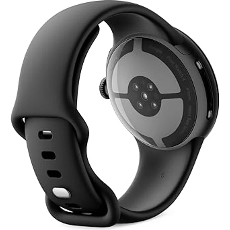 Google Pixel Watch 4 (41 mm) – Android-Smartwatch mit gewölbtem Display, Fitness-Tracking, Aluminiumgehäuse in Matte Black und Sportarmband in Obsidian – WLAN – Bild 4