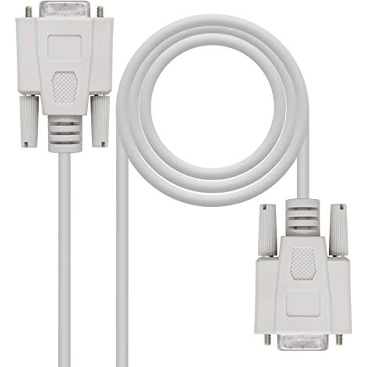 Nanocable 10.14.0602 - Serieller RS232 Kommunikationskabel, Nullmodem, DB9-H-DB9-H, Femelle-Femelle, Beige, 1.8 mts – Bild 2