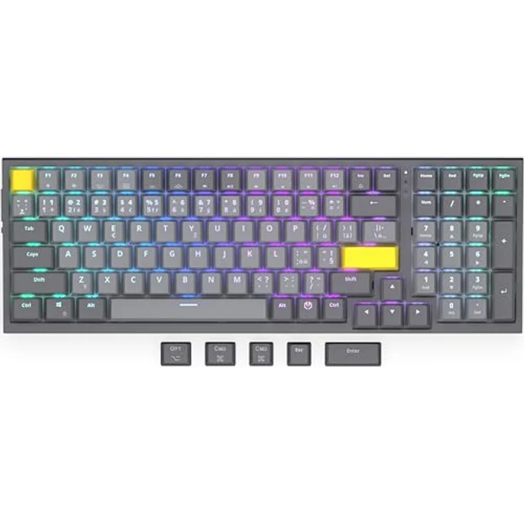 ENDORFY Celeris 1800 CZ, kabellose Tastatur mit 1800 Layout, QWERTY, BT, 2.4 GHz, SideTune, Gelb, Gateron Switches, FR4-Top Plate – Bild 1
