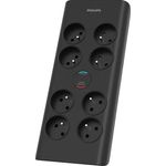 Philips Steckdosenleiste SPN7080BA/60, Überspannungsschutz mit 8 AC Steckdosen und 2 m Kabel, schwarz
