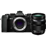 OM SYSTEM OM-5 Micro Four Thirds Systemkamera inklusive M.Zuiko Digital ED 12–40 mm PRO II Objektiv, 20 MP Live MOS-Sensor, optimierte 5-Achsen-Bildstabilisierung, Schwarz/Schwarz