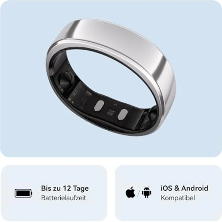 RingConn RingConn Gen 2, Fitness-Tracker mit Schlafüberwachung, Herzfrequenz-Tracking und 10-12 Tagen Akkulaufzeit, silber – Bild 8