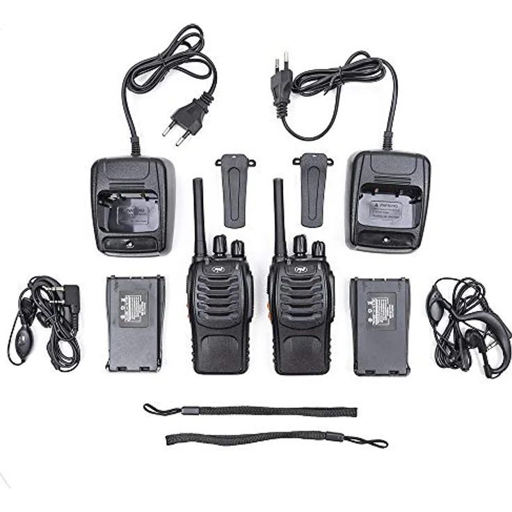 PNI PMR R40 PRO, Tragbares Radio mit 2 Stück, 0,5 W, programmierbar, 1200-mAh-Akkus, Ladegeräte und Kopfhörer, VOX-Funktion, orange – Bild 2