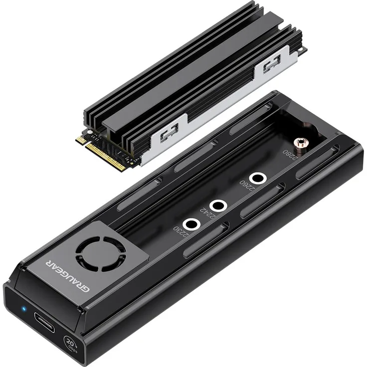 Graugear externe Docking M.2 NVMe/NGFF SSD mit Lüfter 20Gbit, SSD + Festplatte Zubehör