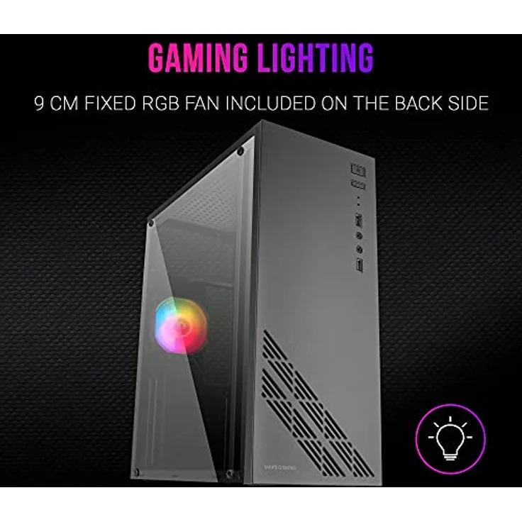 Mars Gaming MC100 ATX Gehäuse mit RGB-Beleuchtung und Seitenteil aus Glas, Schwarz – Bild 2