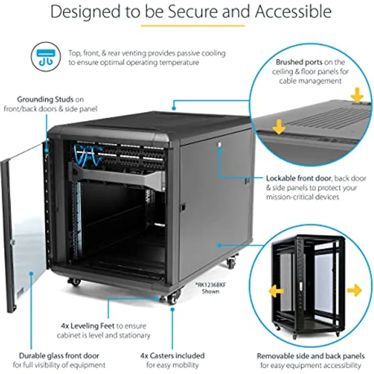 STARTECH.COM 15 HE 48.26cm 19 Zoll Serverschrank - 800mm tief - bis zu 800 kg - abschliessbarer Netzwerkschrank mit Rollen- EIA-310 – Bild 5