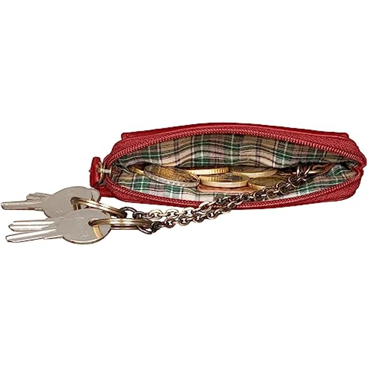 Benthill Schlüsseltasche Echt-Leder mit 2 Schlüsselringen - Schlüsseletui mit Kartenfach - Schlüsselanhänger mit Kleingeldfach, Farbe:Rot – Bild 4