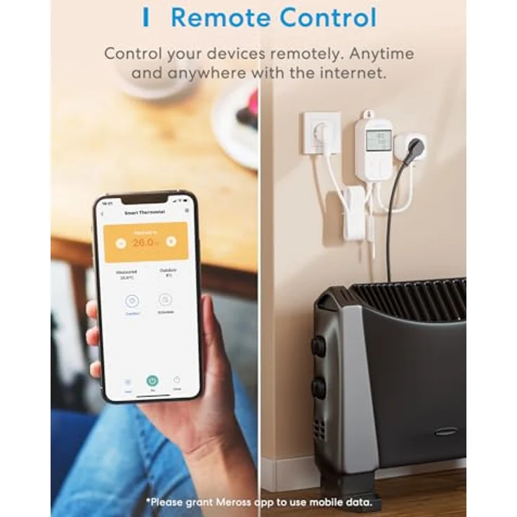 Meross Smart Thermostat Steckdose für HomeKit Digital WLAN Temperaturregler WiFi Heizungsthermostat Steckdose mit Fühler für Heizung und Kühlung 16 A, 2,4GHz – Bild 5