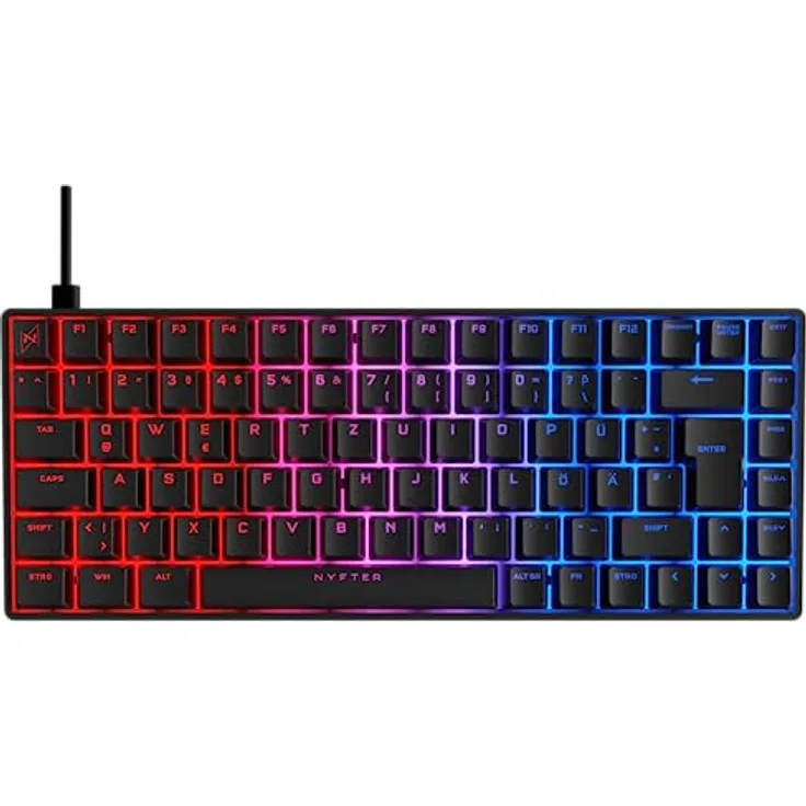 Nyfter - NYFBOARD GEN2 Black Gaming Computer Tastatur mit Gateron Yellow Switches - HOT-SWAPPABLE mechanisch RGB-Hintergrundbeleuchtung ISO-DE 75% Layout für Gamer