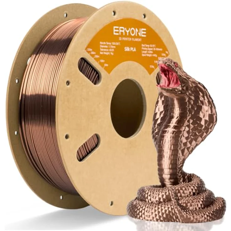 ERYONE Silk PLA Filament 1.75 mm, Seiden PLA Mocha Brown, 1 kg, hochglänzende Druckqualität, kompatibel mit 3D Druckern – Bild 1