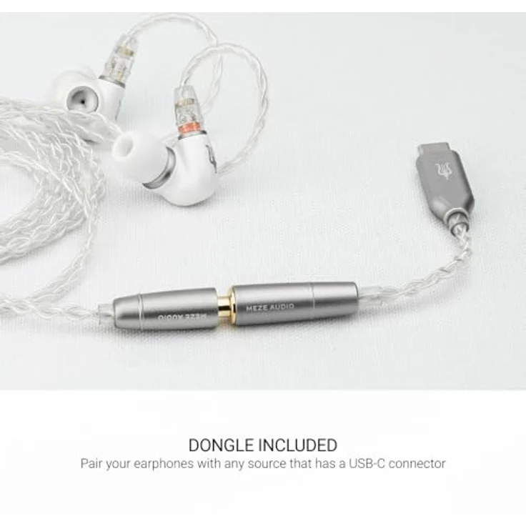 MEZE AUDIO Ecouteurs filaires Alba, kabelgebundene In-Ear-Kopfhörer mit 10,8-mm-Treiber, ergonomischem Design und 3,5-mm-USB-C-Adapter, Weiß – Bild 5