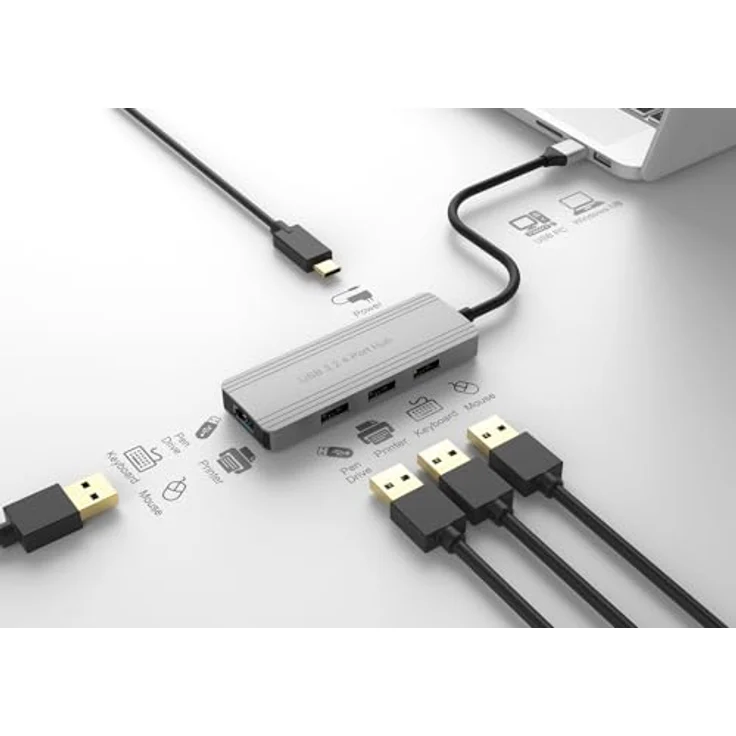 VALUE USB 3.2 Gen 1 Hub, 4fach, USB-A Anschlusskabel mit optionaler Stromversorgung, Datentransferraten bis 5 Gbit/s, rückwärtskompatibel zu USB 2.0 und USB 1.1 – Bild 4