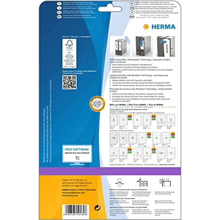 HERMA Aktenordner 75 HERMA Ordnerrückenschilder 59 x 297 mm, Movables-Technologie für einfaches Ablösen und Neupositionieren – Bild 2