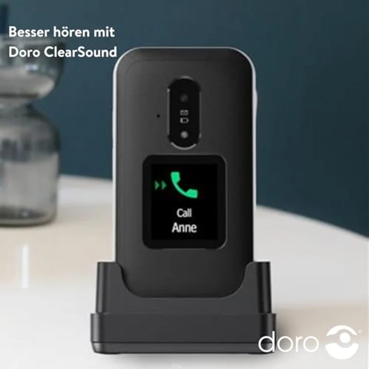 Doro Leva E30 4G Smartphone, Klappgehäuse, 2.8 Zoll Display, 0.3 MP Kamera, Single SIM, Schwarz-Weiß – Bild 5