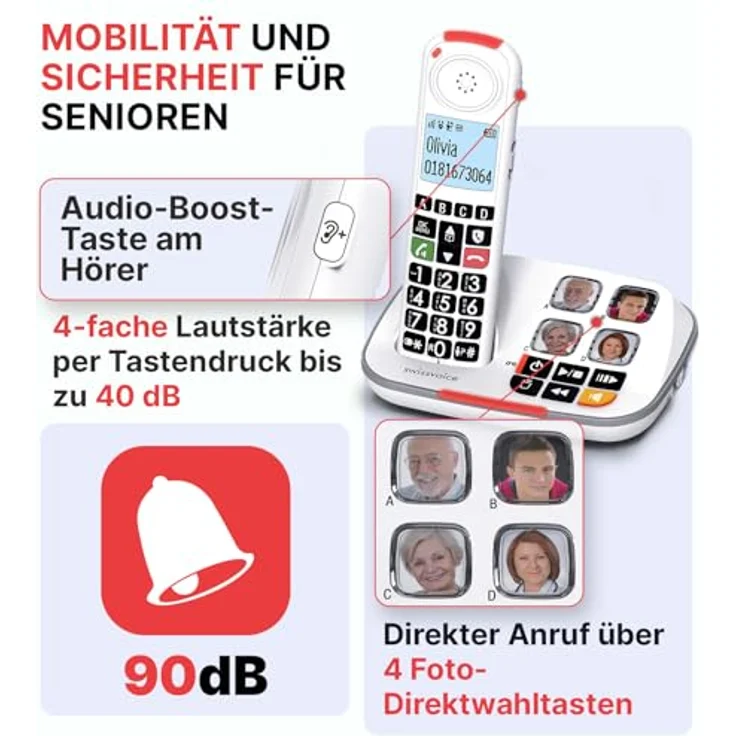 Swissvoice Xtra 2355 duo, Senioren-Telefon mit ergonomischem Design und einfacher Bedienung, schwarz – Bild 2