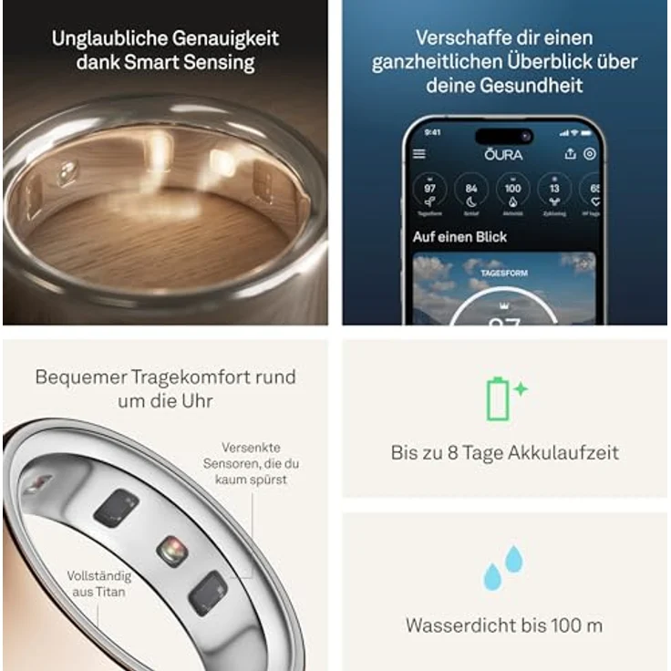 OURA Ring 4, Smart Fitness-Tracker mit Smart Sensing, Größe 9, Rose Gold, bis zu 8 Tage Akkulaufzeit – Bild 5