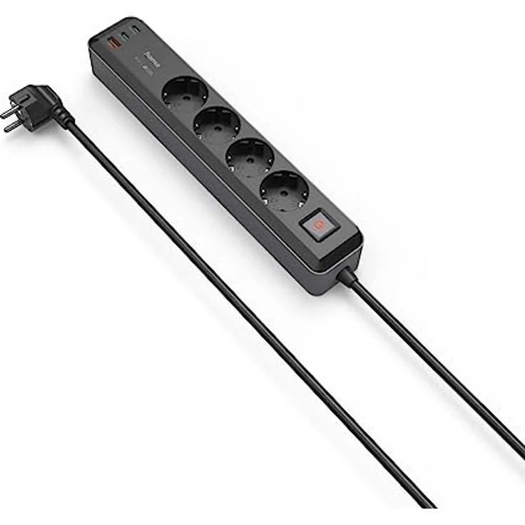Hama Steckdosenleiste 4-fach USB-C/A 65W PD mit Schalter, 1,4 m, Schwarz/Grau – Bild 8