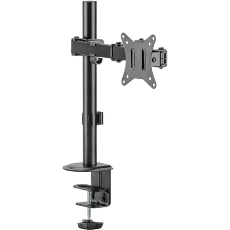 Ranqer Monitor Arm Single zwart (RQ-MONITOR-ARM-SINGLE-BLK), Höhenverstellbare Monitorhalterung für 17-32 Zoll Monitore, Schwarz, 9 kg Tragfähigkeit, VESA-kompatibel, integriertes Kabelmanagement – Bild 3