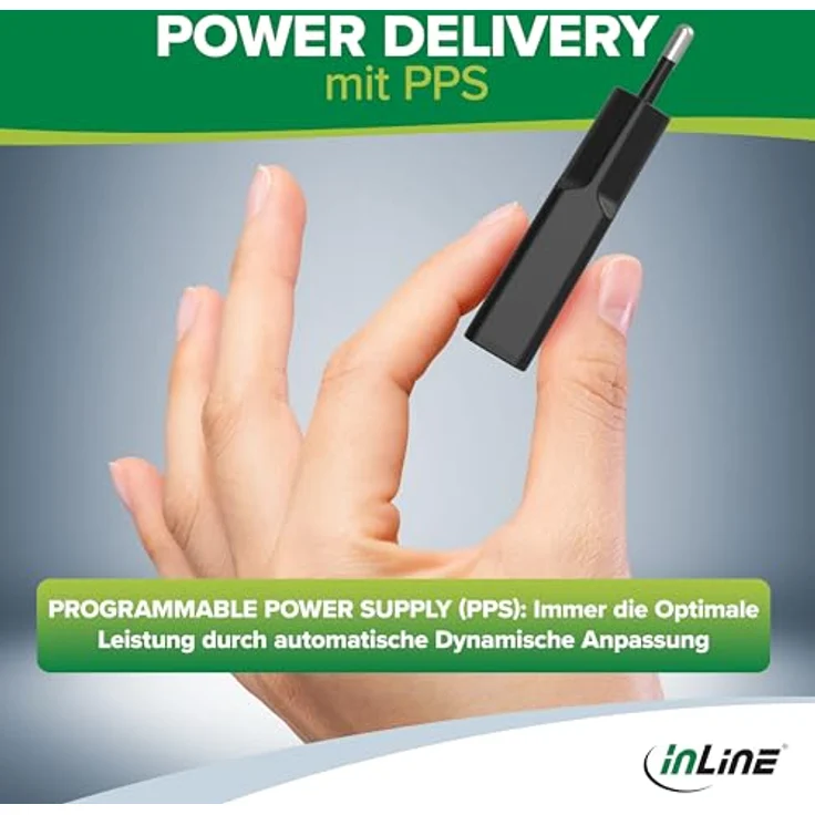 InLine USB-C Ladegerät, ultrakompakt, 2-Port, 30W, Power Delivery, PPS, schwarz – Bild 5