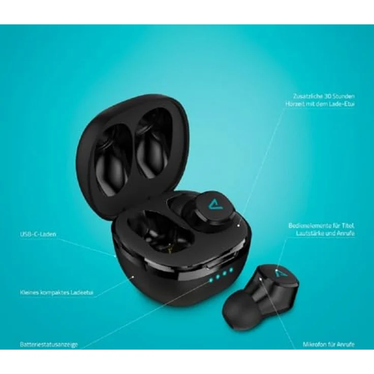 LAMAX LAMAX Dots2 Play Bluetooth-Kopfhörer mit Bluetooth 5.1 und 7 Stunden Wiedergabe, schwarz – Bild 2