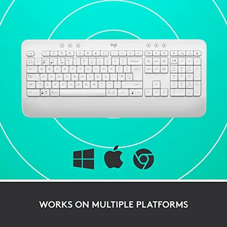 Logitech Signature K650 Comfort kabellose Tastatur mit Handballenauflage, BLE Bluetooth/Logi Bolt USB-Empfänger, Soft-Touch-Tastatur, Numpad, PC/Windows/Mac, Italienisches QWERTY - Weiß – Bild 5