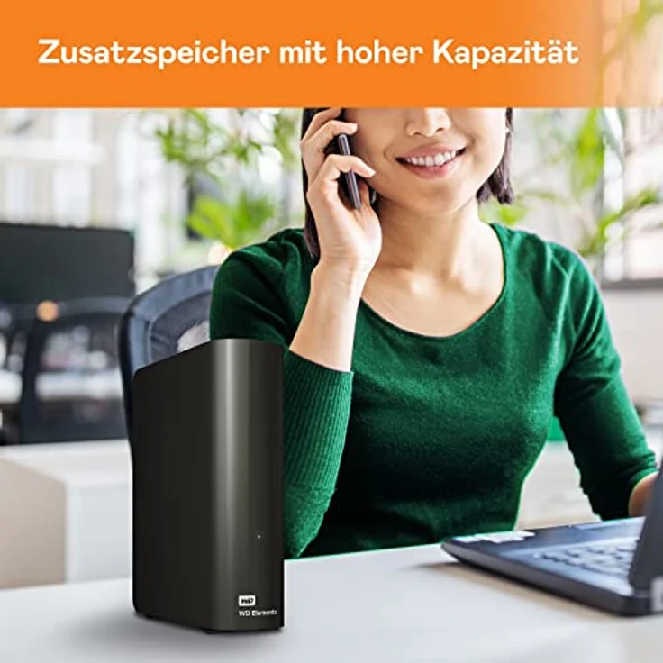 WD Elements Desktop-Speicher 22 TB (Desktop-Speicher USB 3.0-kompatibel, Zusatzspeicher für Fotos, Musik, Videos und alle anderen Dateien, stoßfest) Schwarz – Bild 3
