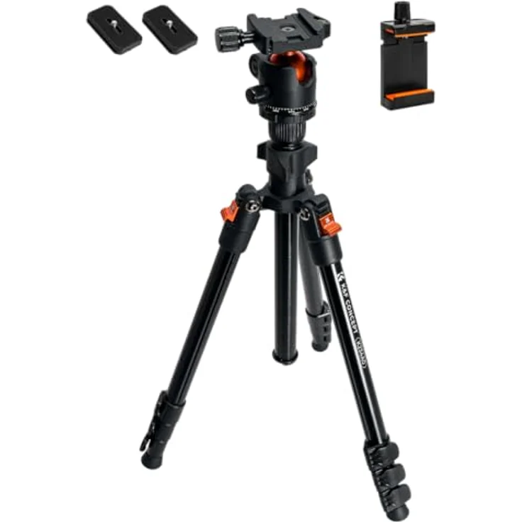 K&F Concept Tripod BI234M, Aluminium Dreibeinstativ mit 160 cm max. Arbeitshöhe und 8 kg Tragfähigkeit – Bild 2