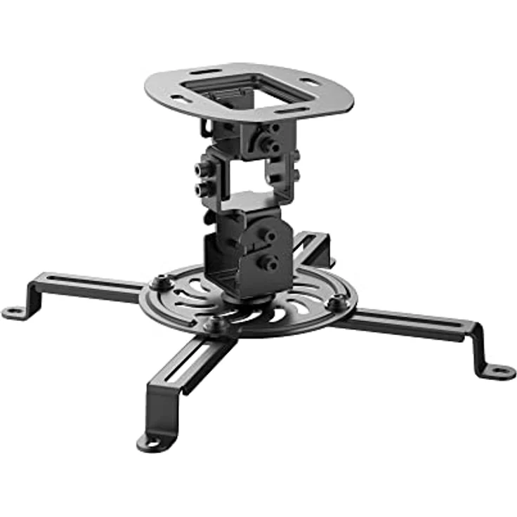 conecto Deckenhalterung für Beamer, neigbar (+/-15°), schwenkbar 360°, drehbar 360°, Deckenabstand 15cm, Traglast max. 13,5kg, universeller Montagebereich 5,4-32 cm, schwarz – Bild 1