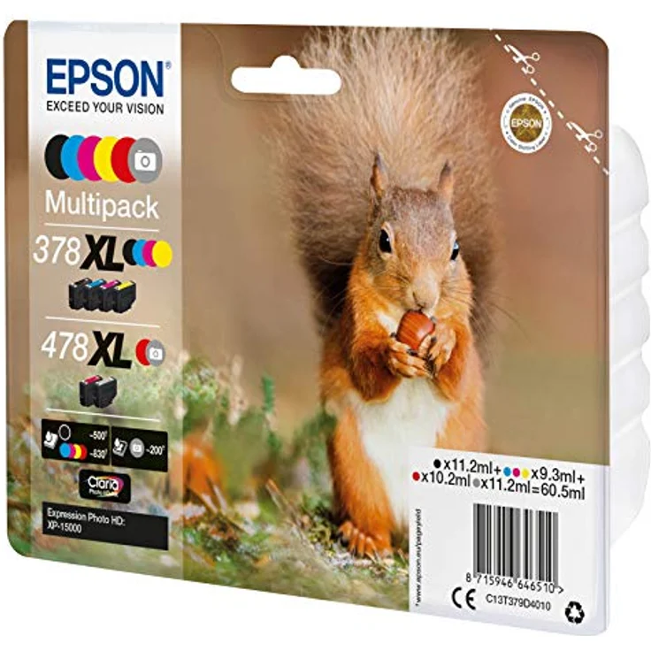 Epson 478XL Multipack - 6er-Pack - 60,5 ml - High Capacity - Grau, Schwarz, Gelb, Cyan, Magenta, Rot - Original - Tintenpatrone - für Expression Photo XP-8500, XP-8500 Small-in-One (C13T379D4010) – Bild 5