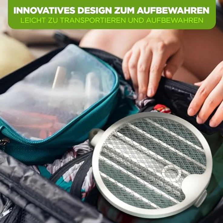 ISOTRONIC Elektrische Fliegenklatsche mit UV-Lichtfalle, faltbar und wiederaufladbar, Insektenvernichter für Innen & Außen mit automatischem Modus, 1 Stück – Bild 4