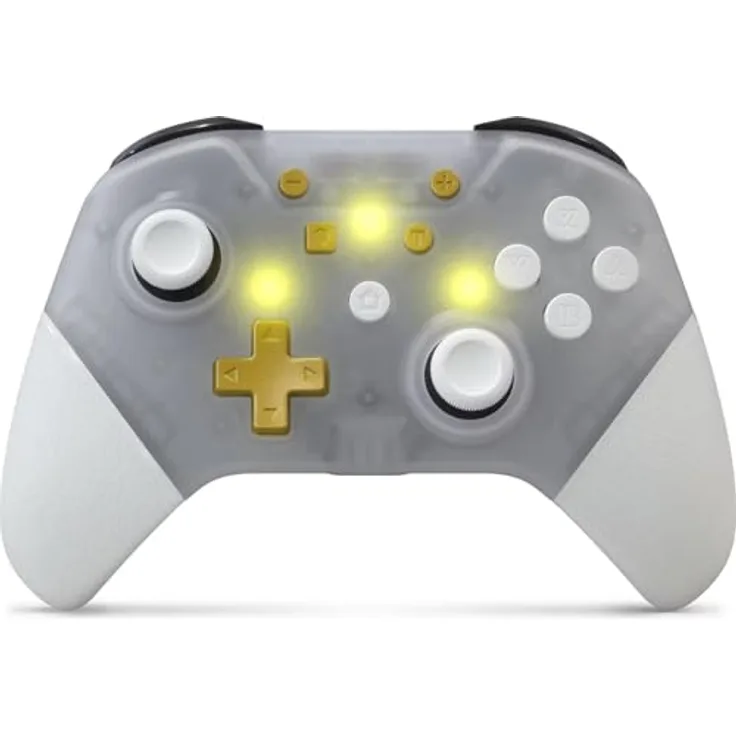 Hyperkin NuChamp Light Up LED, kabelloser Gaming Controller für Nintendo Switch, transparent mit wiederverwendbaren Pro-Paddle-Tasten und 8-10 Stunden Spielzeit