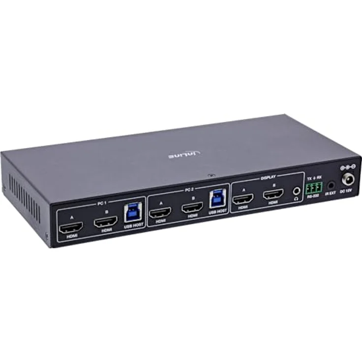 InLine KVM Switch 2-fach, HDMI, 4K@60Hz, Dual Monitor, robustes Metallgehäuse, Schwarz – Bild 2