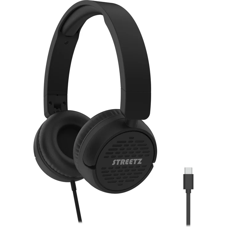 Streetz HC210-BLK, Kabelgebundene Kopfhörer mit komfortablem Design, Schwarz