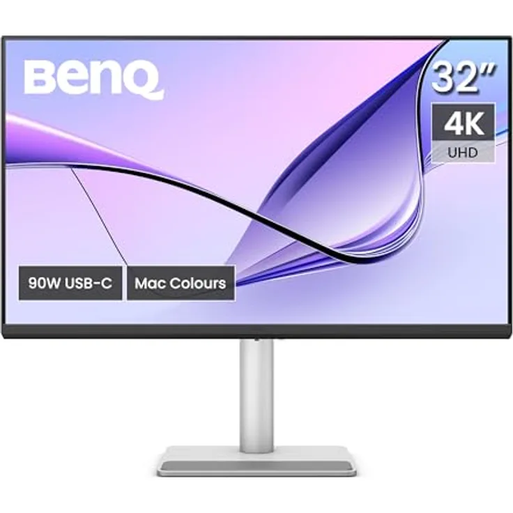 BenQ MA320U 32 Zoll 4K Monitor für MacBook Pro/Air, Dual USB-C, 90W-Stromversorgung, Mac Color Match, USB-Hub, Helligkeits- und Lautstärkeregelung auf Mac, Verstellbarer Fuß, P3-Farbraum