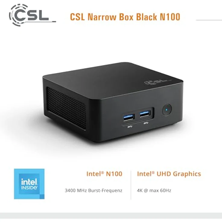 CSL Narrow Box Black Mini-PC, Intel N100, 16 GB RAM, 500 GB SSD, Intel UHD Graphics, Schwarz – Bild 6