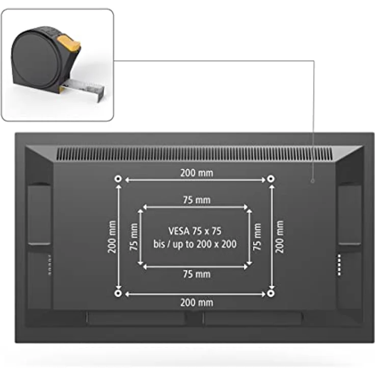 Hama TV-Wandhalterung, schwenkbar, neigbar, Diebstahlschutz, 122 cm (48"), 25 kg, Schwarz – Bild 6