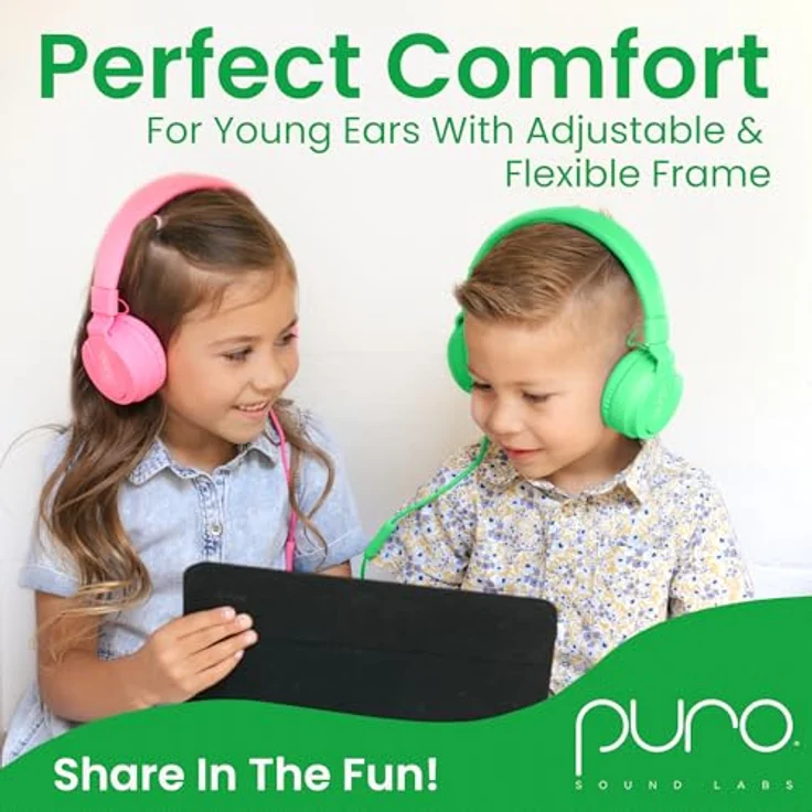 PuroBasic Volume Limiting Wired Headphones for Kids, Boys, Girls 2+ Foldable & Adjustable Headband, Compatible with iPad, iPhone, Android, PC & Mac – by Puro Sound Labs, (Green) – Bild 5