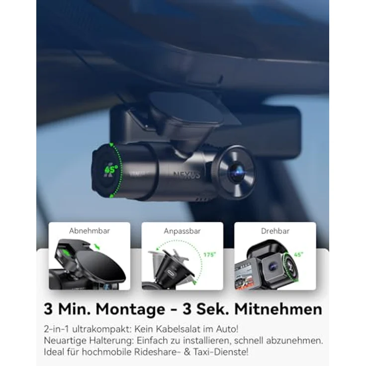 VANTRUE N2X Dual Dashcam, 2.7K + 1080P Auflösung, GPS, 5G WiFi, IR-Nachtsicht für Innen- und Außenüberwachung – Bild 9
