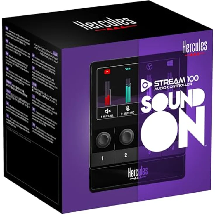 Hercules Stream 100, Intuitiver Audio-Controller zur Steuerung von Livestreams in Echtzeit, Bis zu 8 Tracks, LCD-Bildschirm, Hochauflösende Encoder, 4 Aktionstasten, Anpassbares Interface – Bild 5