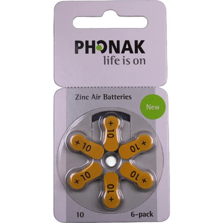 Phonak Hörgeräte Batterien 10er Pack, 60 Batterien für langanhaltende Leistung