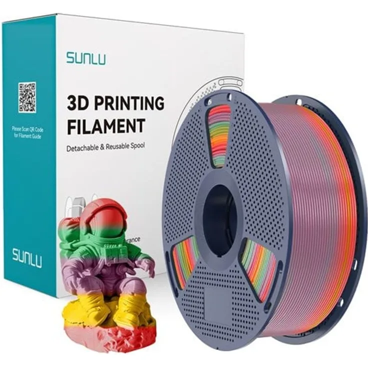 Sunlu PLA Filament (Rainbow) 01, 3D-Druckmaterial mit einzigartigem visuellen Effekt und hoher Schichthaftung