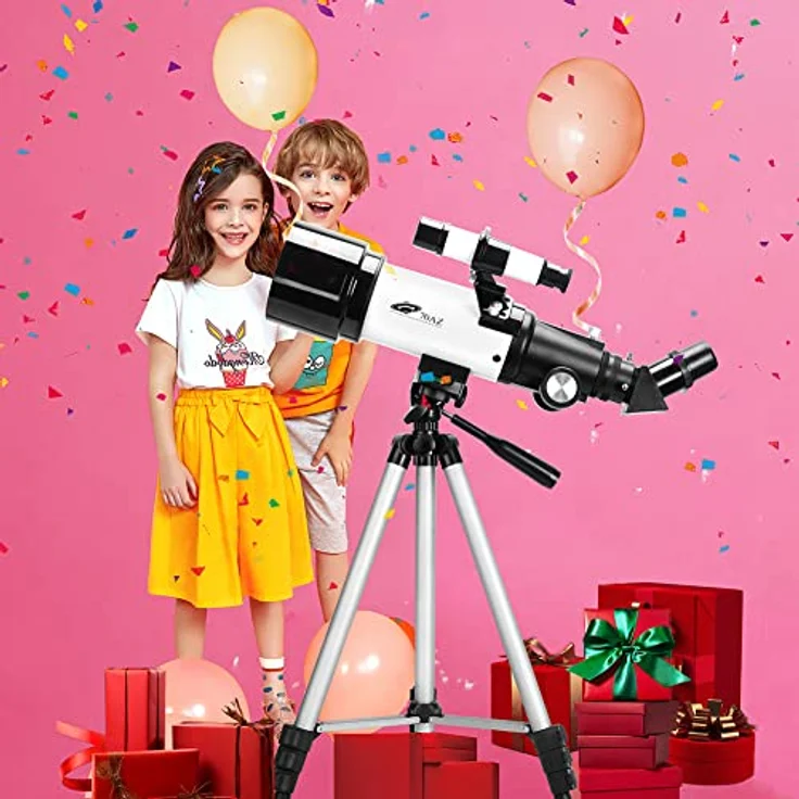 OYS Teleskop 70 mm Öffnung, 400 mm AZ-Montierung, astronomischer Refraktor mit Stativ, Telefonadapter für Anfänger und Kinder – Bild 2