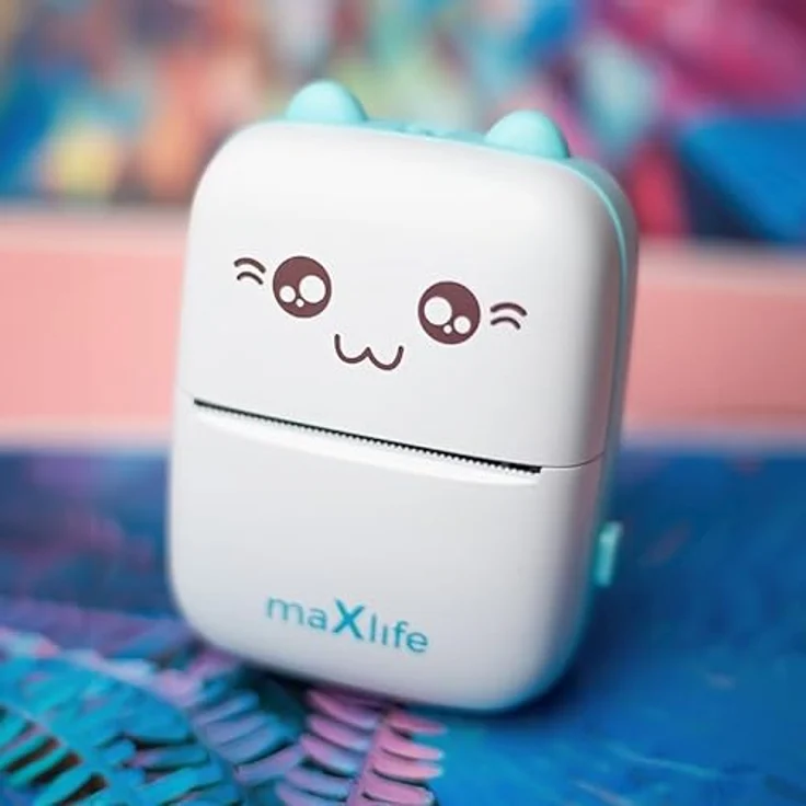 FOREVER Maxlife Mini Drucker MXTP-100, tragbarer Bluetooth-Fotodrucker für Smartphone, Thermodrucker mit 200 dpi, USB-C, Blau – Bild 5